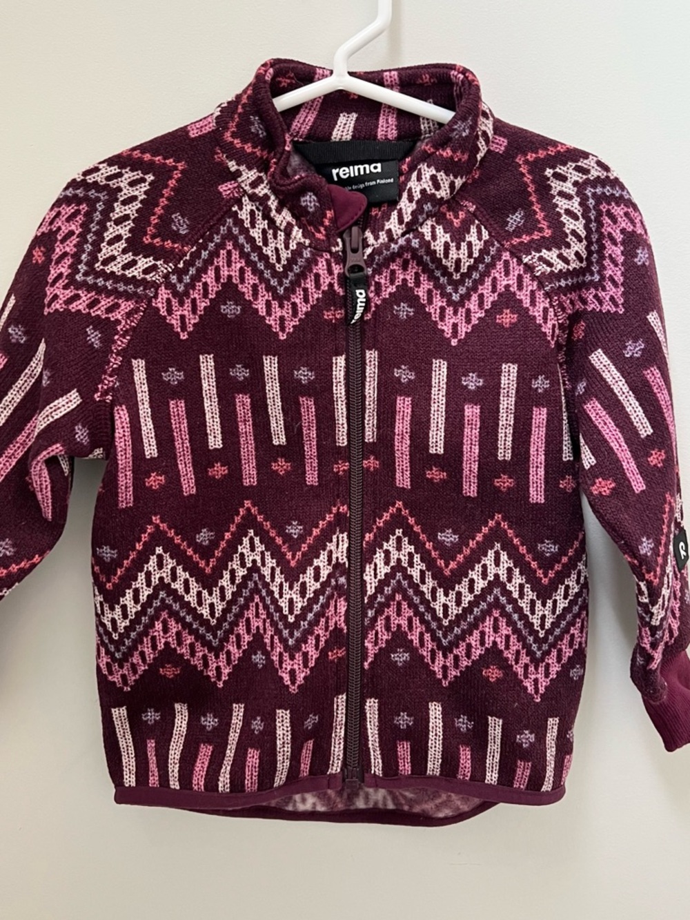 Reima Kids' Zip-Up Fleece Sweater Jacket - Burgundy Pink